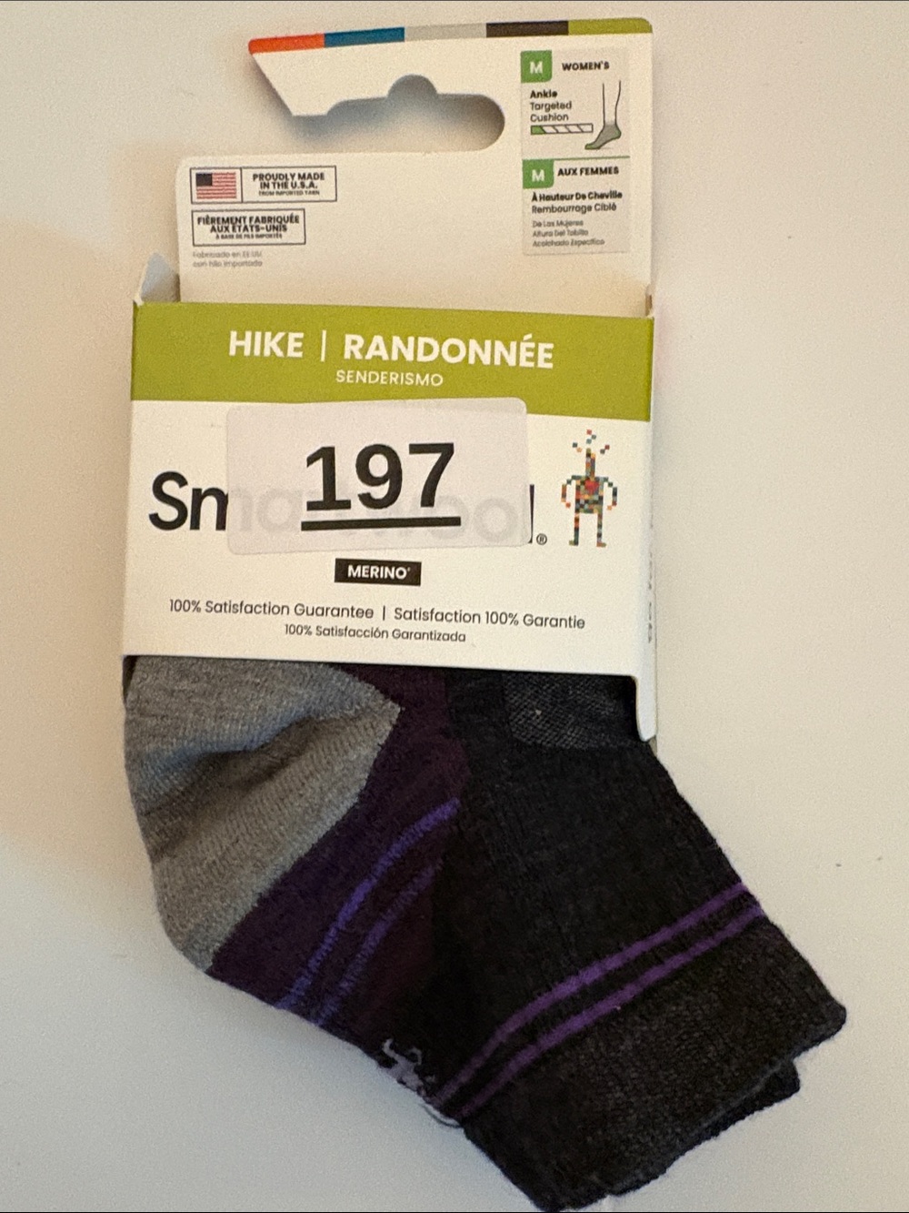 Smartwool Woman’s Hike Ankle Socks with Targeted Cushion. Charcoal size medium.